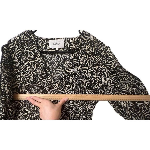NWOT ba&sh Loa Midi 3/4 Sleeve V-Neck Black Printed Flowy Dress Size 3 - Picture 8 of 9